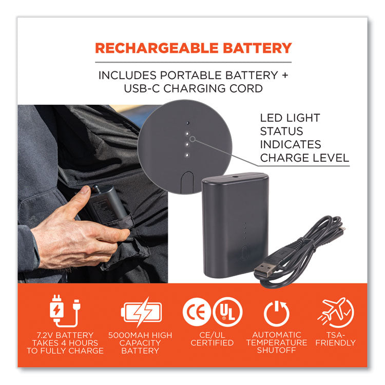 N-Ferno 6495 Rechargeable Heated Vest with Battery Power Bank, Fleece/Polyester, Large, Black