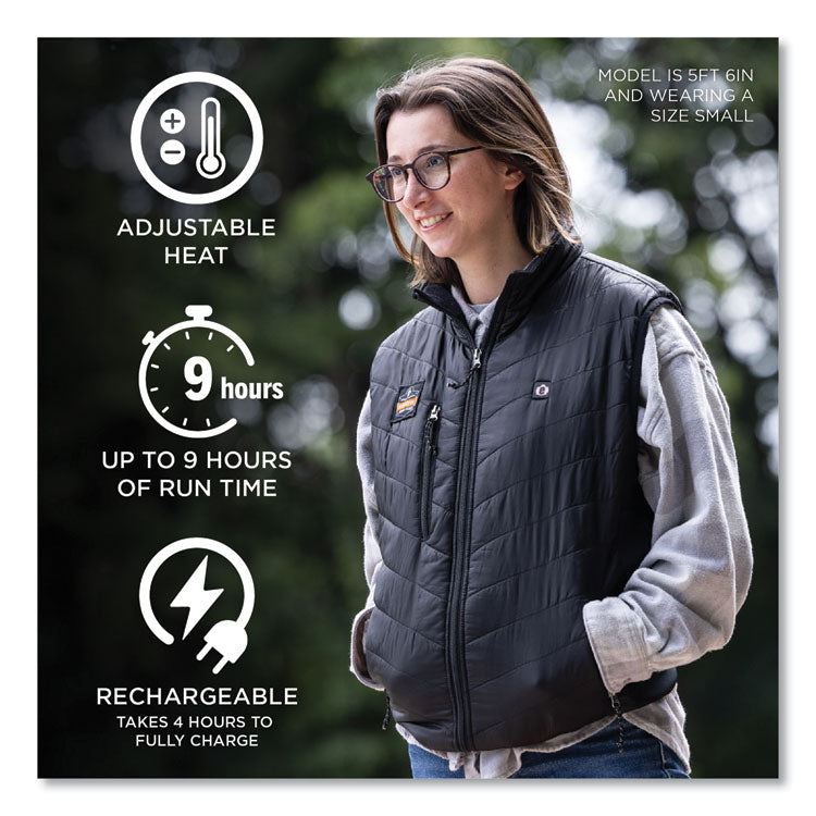 N-Ferno 6495 Rechargeable Heated Vest with Battery Power Bank, Fleece/Polyester, 4X-Large, Black