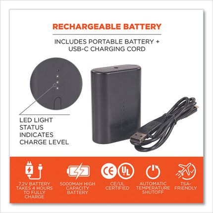 N-Ferno 6495B Portable Battery Power Bank with USB-C Cord, 7.2 V