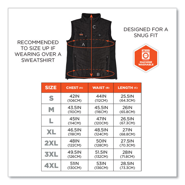 N-Ferno 6495 Rechargeable Heated Vest with Battery Power Bank, Fleece/Polyester, 4X-Large, Black