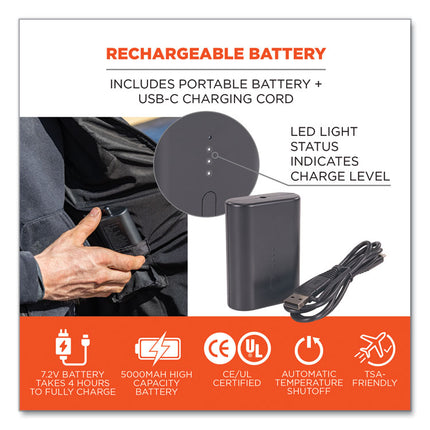 N-Ferno 6495 Rechargeable Heated Vest with Battery Power Bank, Fleece/Polyester, 3X-Large, Black