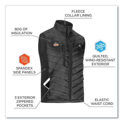 N-Ferno 6495 Rechargeable Heated Vest with Battery Power Bank, Fleece/Polyester, Large, Black