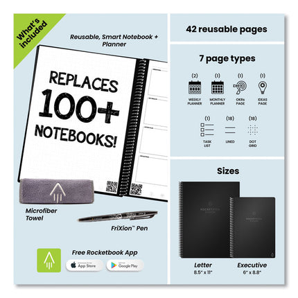 Fusion Smart Notebook, Seven Assorted Page Formats (Set 2), Black Cover, (18) 8.8 x 6 Sheets