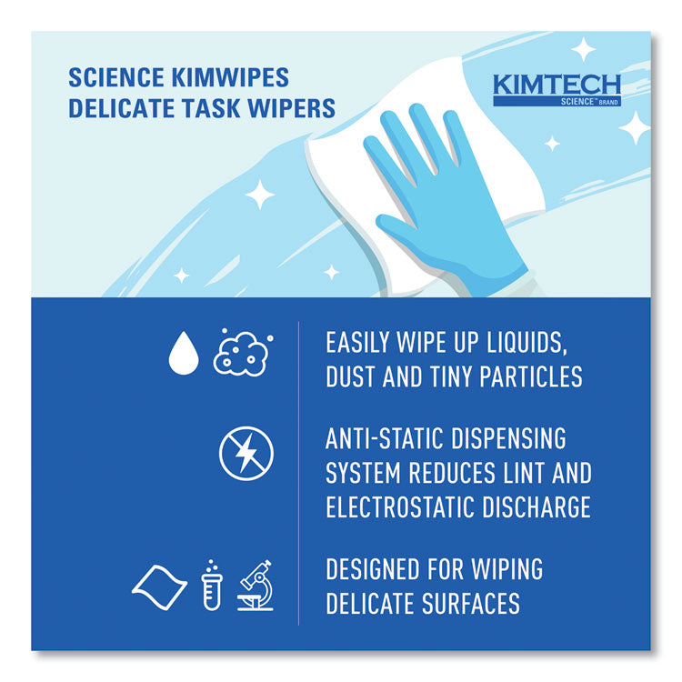 Kimwipes Delicate Task Wipers, 1-Ply, 4.4 x 8.4, Unscented, White, 280/Box, 30 Boxes/Carton