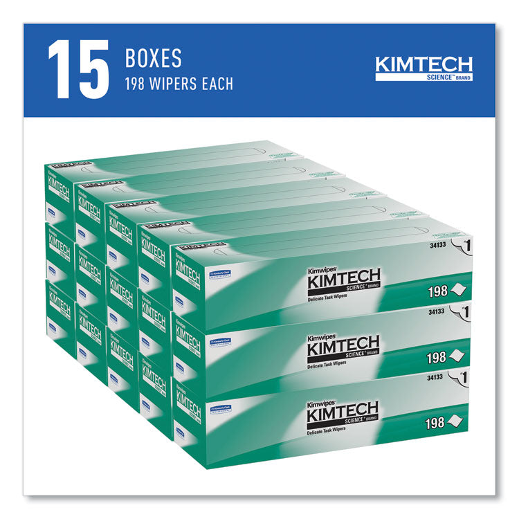 Kimwipes Delicate Task Wipers, 1-Ply, 11.8 x 11.8, Unscented, White, 198/Box, 15 Boxes/Carton