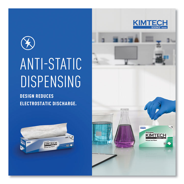 Kimwipes Delicate Task Wipers, 2-Ply, 14.7 x 16.6, Unscented, White, 92/Box, 15 Boxes/Carton