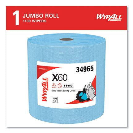 General Clean X60 Cloths, Jumbo Roll, 12.5 x 13.4, Blue, 1,100/Roll