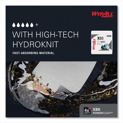 Power Clean X80 Heavy Duty Cloths, 1/4 Fold, 12.5 x 12, White, 50/Box, 4 Boxes/Carton