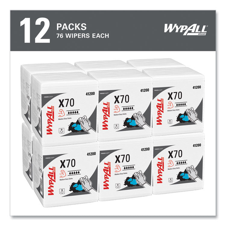 X70 Cloths, 1/4 Fold, 12.5 x 12, White, 76/Pack, 12 Packs/Carton
