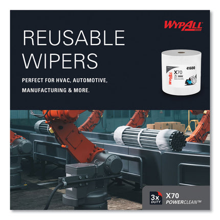 X70 Cloths, Jumbo Roll, Perf., 12.4 x 12.2, White, 870 Towels/Roll