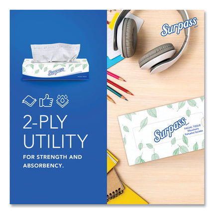 Facial Tissue for Business, 2-Ply, White, Flat Box, 100 Sheets/Box, 30 Boxes/Carton