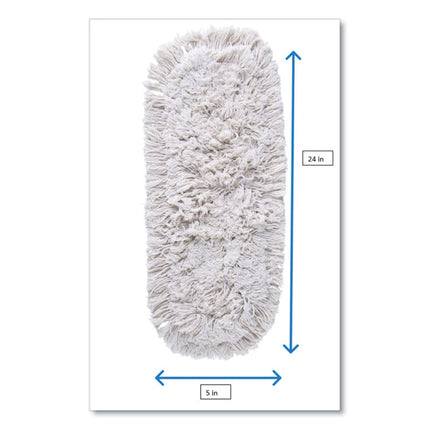Kut-A-Way Dust Mop Head, Cotton, 24", White, 12/Carton