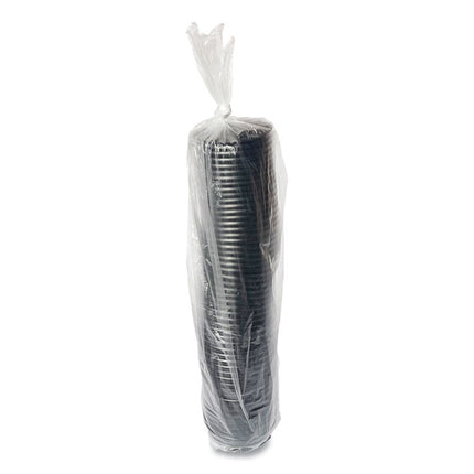 Hot Cup Lids, Fits 4 oz Hot Cups, Plastic, Black, 1,000/Carton