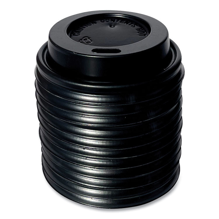 Hot Cup Lids, Fits 4 oz Hot Cups, Plastic, Black, 1,000/Carton