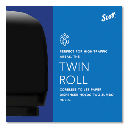 Essential Coreless Twin Jumbo Roll Tissue Dispenser, 20 X 6 X 11, Black