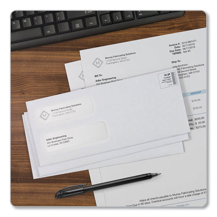 Double Window Redi-Seal Security-Tinted Envelope, #10, Commercial Flap, Redi-Seal Adhesive Closure, 4.13 x 9.5, White, 500/BX