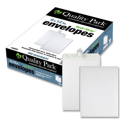 Redi-Strip Catalog Envelope, #10 1/2, Cheese Blade Flap, Redi-Strip Adhesive Closure, 9 x 12, White, 100/Box