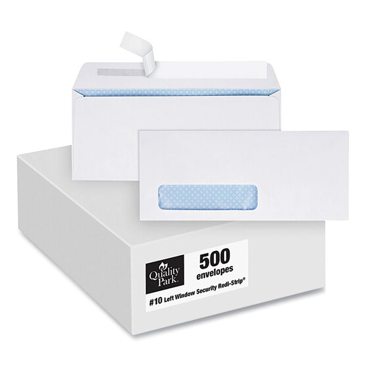 Redi-Strip Security Tinted Envelope, Address Window, #10, Commercial Flap, Redi-Strip Closure, 4.13 x 9.5, White, 500/Box