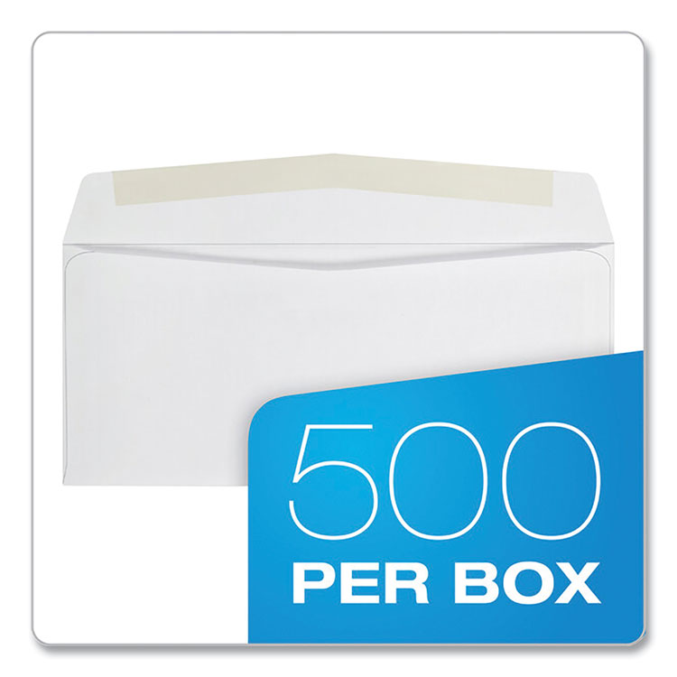 Business Envelope, #10, Commercial Flap, Side Seam, Gummed Closure, 24 lb Bond Weight Paper, 4.13 x 9.5, White, 500/Box