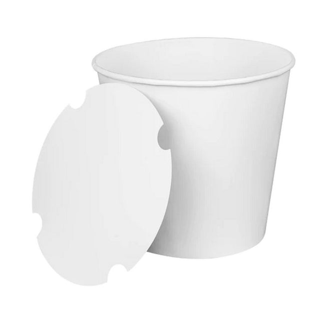 Food Bucket with Lid, 170 oz, 8.9" Diameter x 8.36" h, White, Paper, 150/Carton