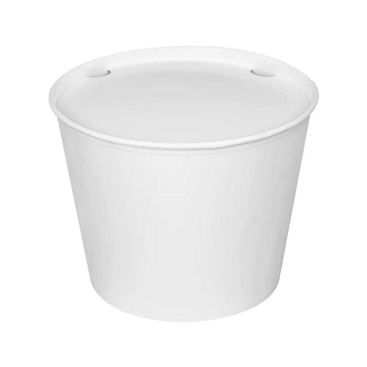 Food Bucket with Lid, 130 oz, 8.46" Diameter x 6.6" h, White, Paper, 150/Carton