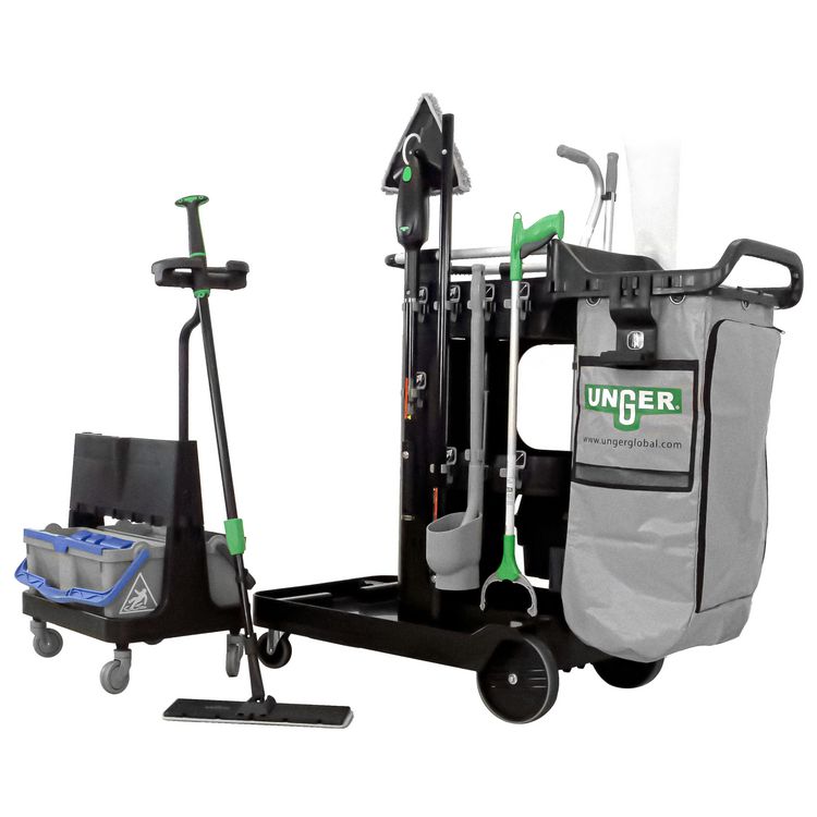 DeepCleanRx Janitorial Carts, Plastic, 3 Shelves, 24 x 26 x 26, Black