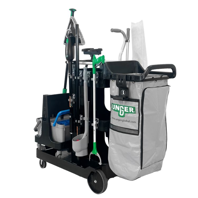 DeepCleanRx Janitorial Carts, Plastic, 3 Shelves, 24 x 26 x 26, Black