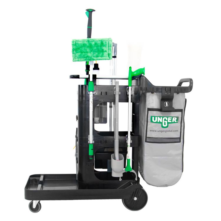 SpotCleanRx Janitorial Carts, Plastic, 3 Shelves, 23.5 x 25 x 25, Black