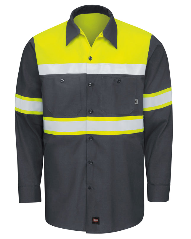 Red Kap® Hi-Visibility Long Sleeve Color Block Ripstop Work Shirt - Type O, Class 1 / SY70YC