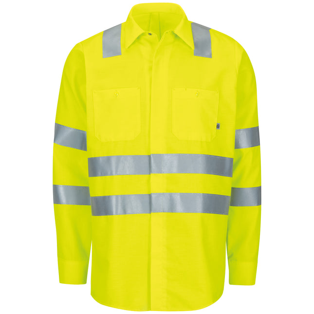 Red Kap® Long Sleeve Hi-Visibility Ripstop Work Shirt with MIMIX® + OilBlok, Type R Class 3 / SX14AB