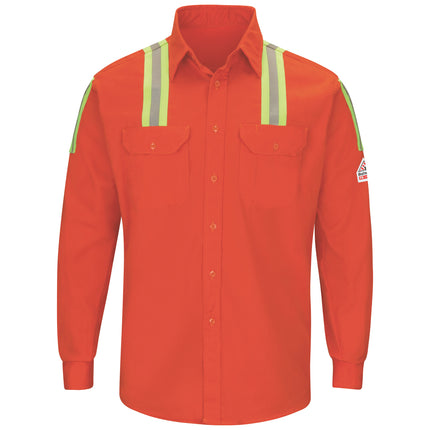Bulwark® Men's Midweight FR Enhanced Visibility Uniform Shirt with Silver/Yellow Striping / SLATOR