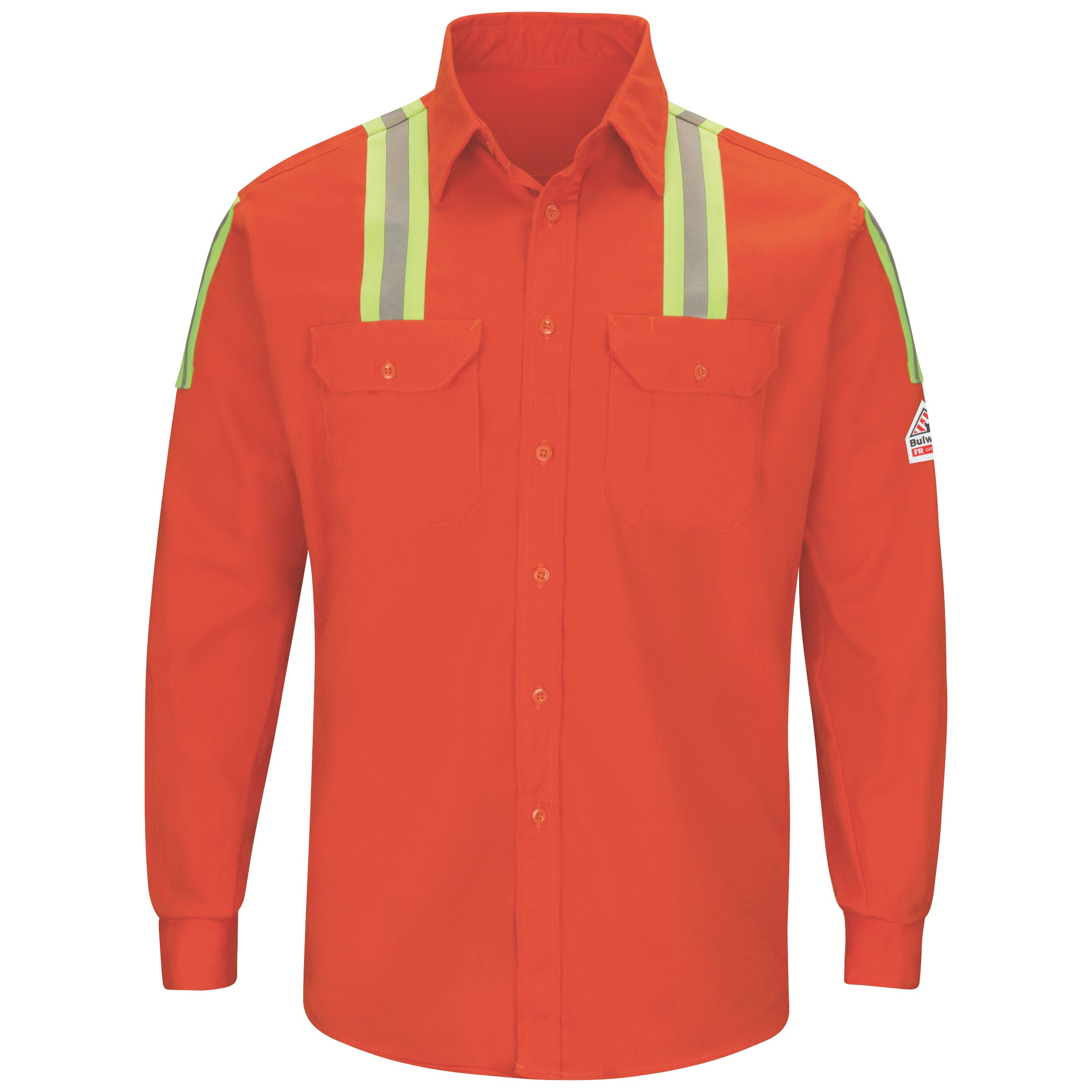 Bulwark® Men's Midweight FR Enhanced Visibility Uniform Shirt with Silver/Yellow Striping / SLATOR