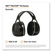 PELTOR X Series Earmuffs, Model X5A, 31 dB NRR, Black