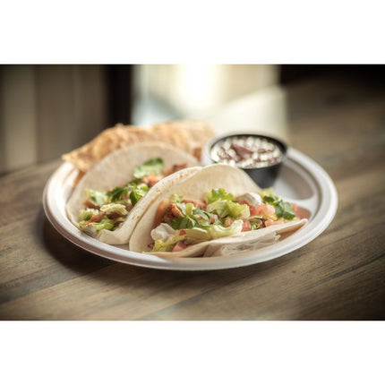 EarthChoice PFAS Free Compostable Dinnerware, 3-Compartment Plate, Sugarcane, 10.25" dia, Natural, 500/Carton