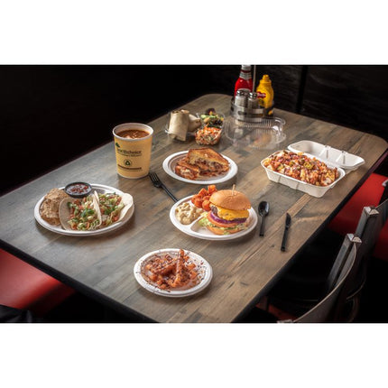 EarthChoice PFAS Free Compostable Dinnerware, Plate, Sugarcane, 9" dia, Natural, 500/Carton