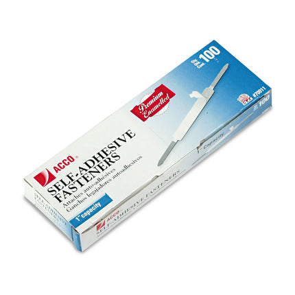 Premium Self-Adhesive Two-Prong Paper Fastener Bases, 1" Capacity, 2.75" Center to Center, Silver, 100/Box