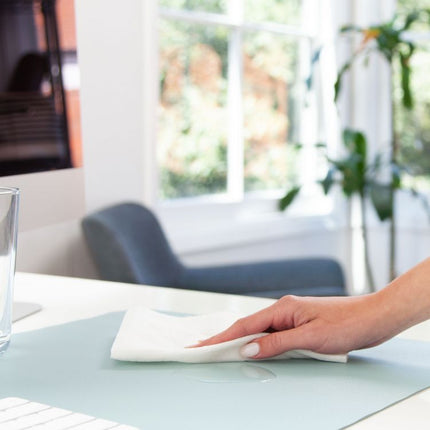 Vegan Leather Desk Pads, 23.6" x 13.7", Light Blue