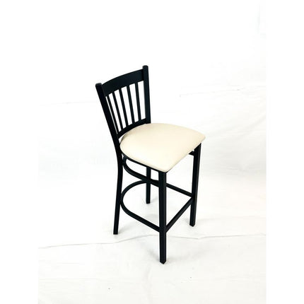 Cobra Series Barstool, Supports Up to 300 lbs, 28.5" Seat Height, Cream Seat, Black Back, Black Base