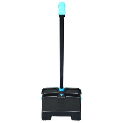 LobbyMaster Plastic Dust Pan, 12.32" Wide, 31.84" Aluminum Handle, Blue/Black, 6/Carton