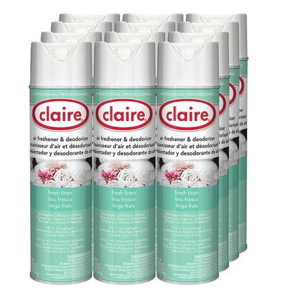 Aerosol Air Freshener and Deodorizer, Fresh Linen, 10 oz Aerosol Spray, 12 Cans