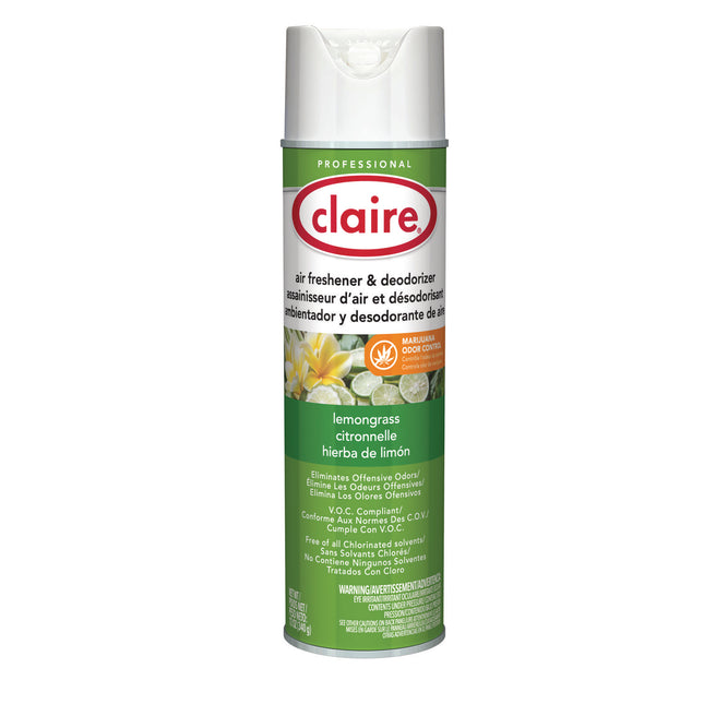 Aerosol Air Freshener and Deodorizer, Lemongrass Citronella, 12 oz Aerosol Spray, 12 Cans