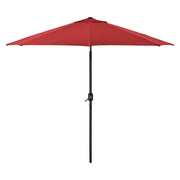 Outdoor Umbrella with Tilt Mechanism, 102" Span, 94" Long, Red Canopy, Black Handle