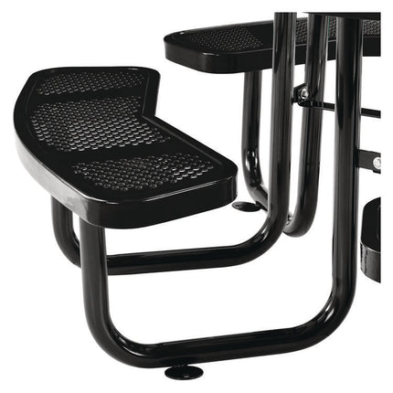 Perforated Steel Picnic Table, Round, 46" Dia x 29.5"h, Black Top, Black Base/Legs