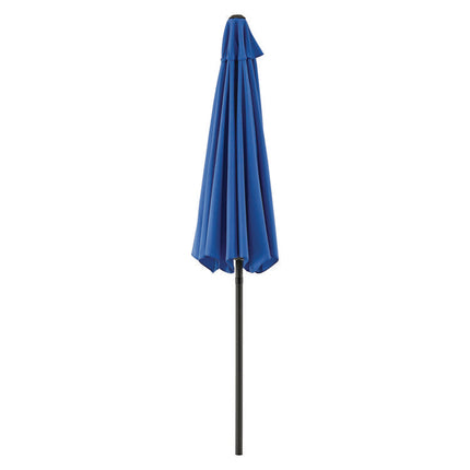 Outdoor Umbrella with Tilt Mechanism, 102" Span, 94" Long, Blue Canopy, Black Handle