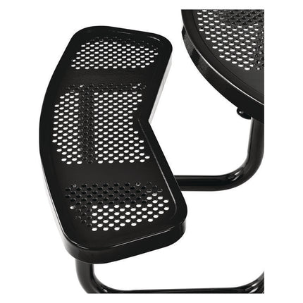 Perforated Steel Picnic Table, Round, 46" Dia x 29.5"h, Black Top, Black Base/Legs