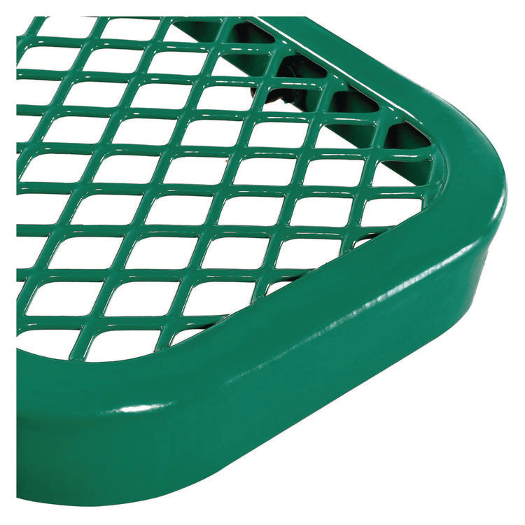 Expanded Steel Bench With Back, 72" x 24" x 33", Green Seat/Back, Black Base