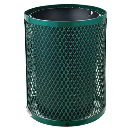 Outdoor Diamond Steel Trash Can, 36 gal, Green