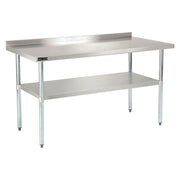Work Table with Undershelf with Backsplash, Rectangular, 60 x 30 x 35, Silver Top, Silver Base/Legs