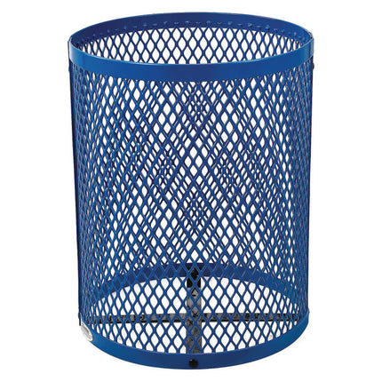 Outdoor Diamond Steel Trash Can, Rain Bonnet Lid, 36 gal, Blue