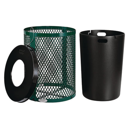 Outdoor Diamond Steel Trash Can, 36 gal, Green